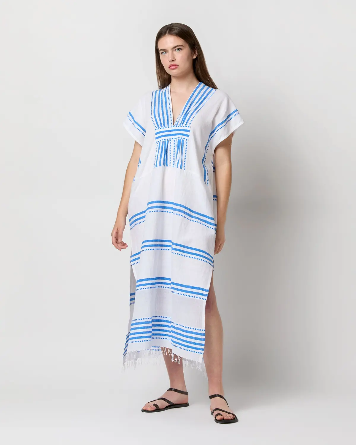 Gasira V-Neck Caftan In Eshe Blue 1
