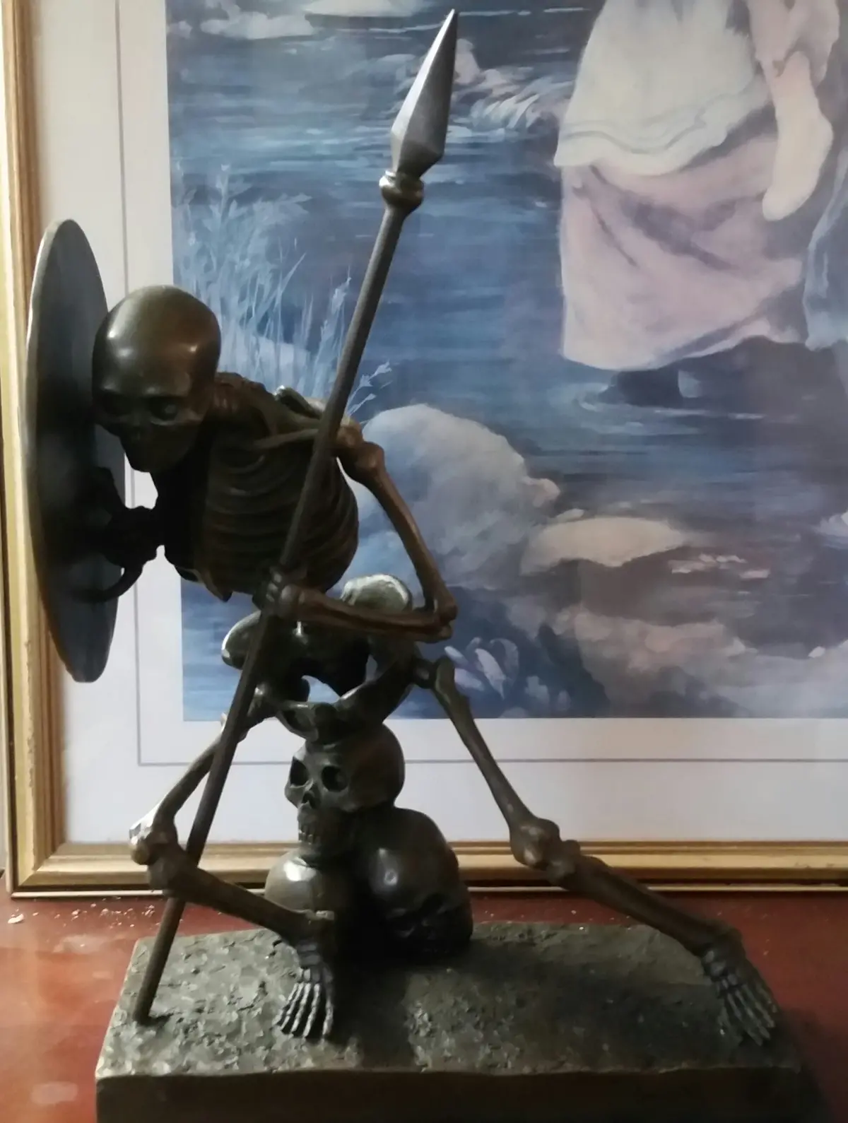 Bronze Figurine - Skeleton Warrior On Marble Base 1
