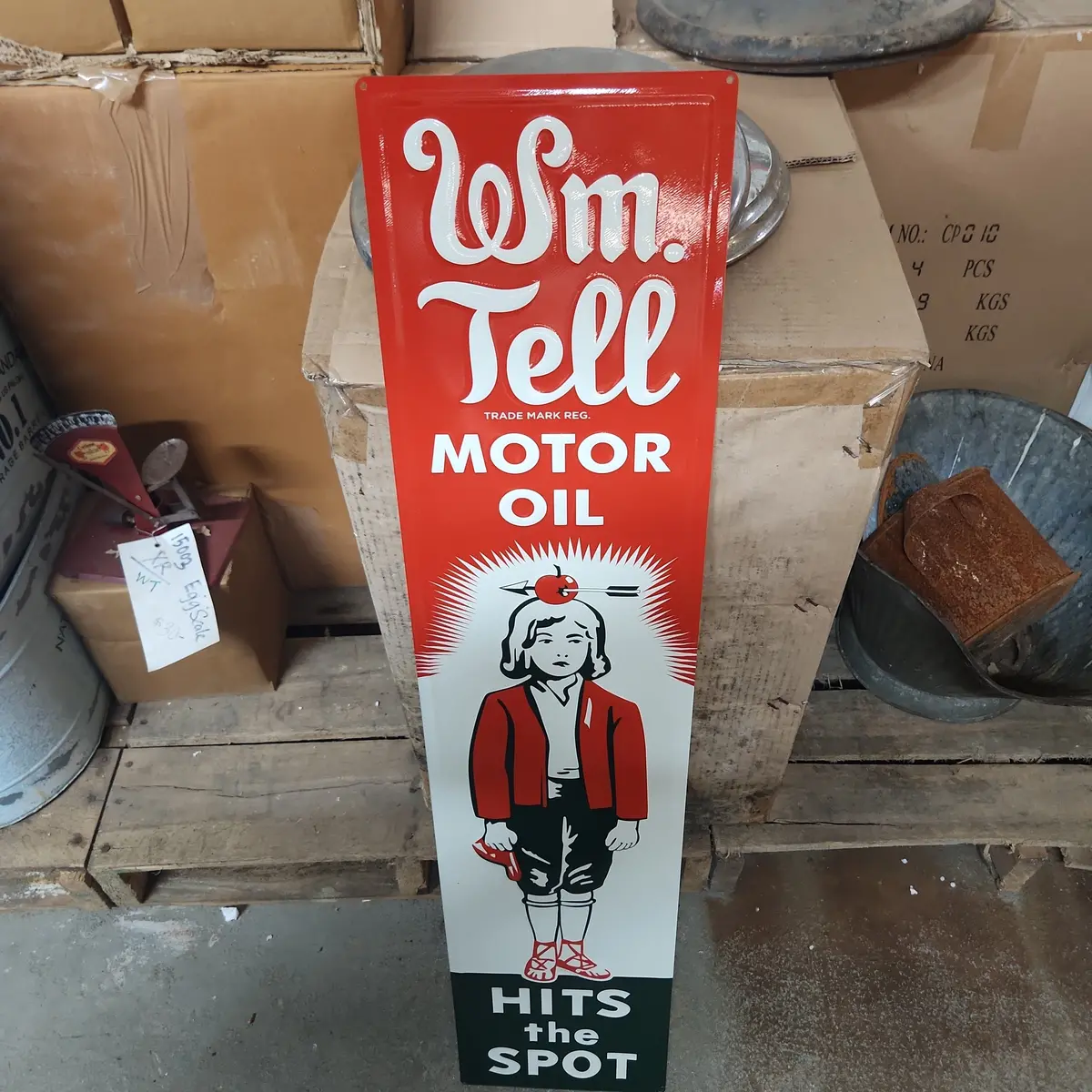 Wm Tell Oil Vertical Automotive Advertising Sign 1