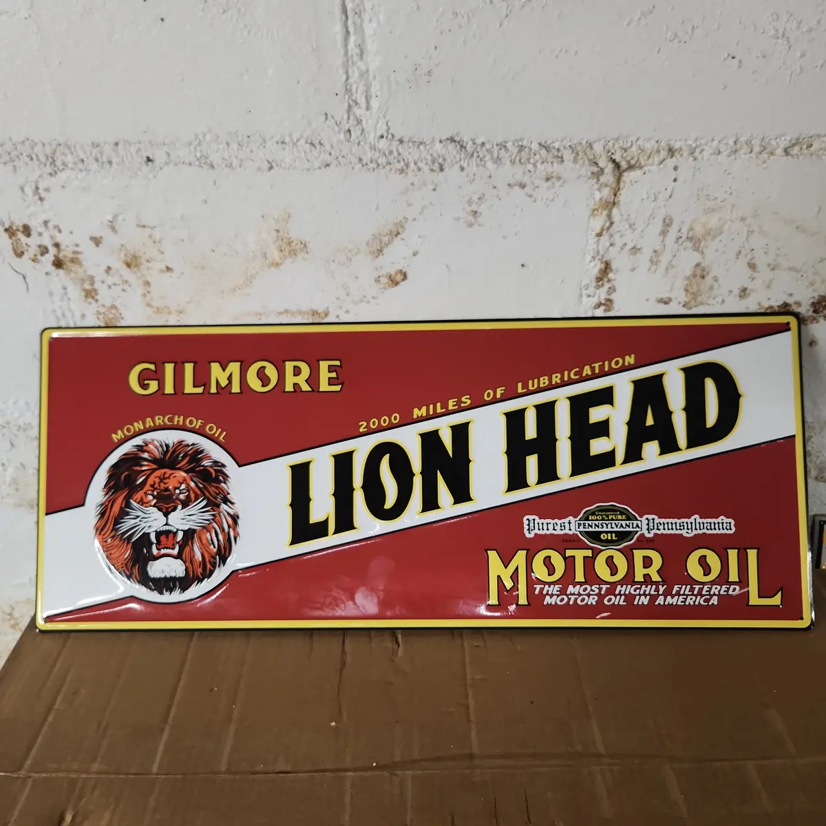 Gilmore Lion Head Automotive Advertising Sign 1