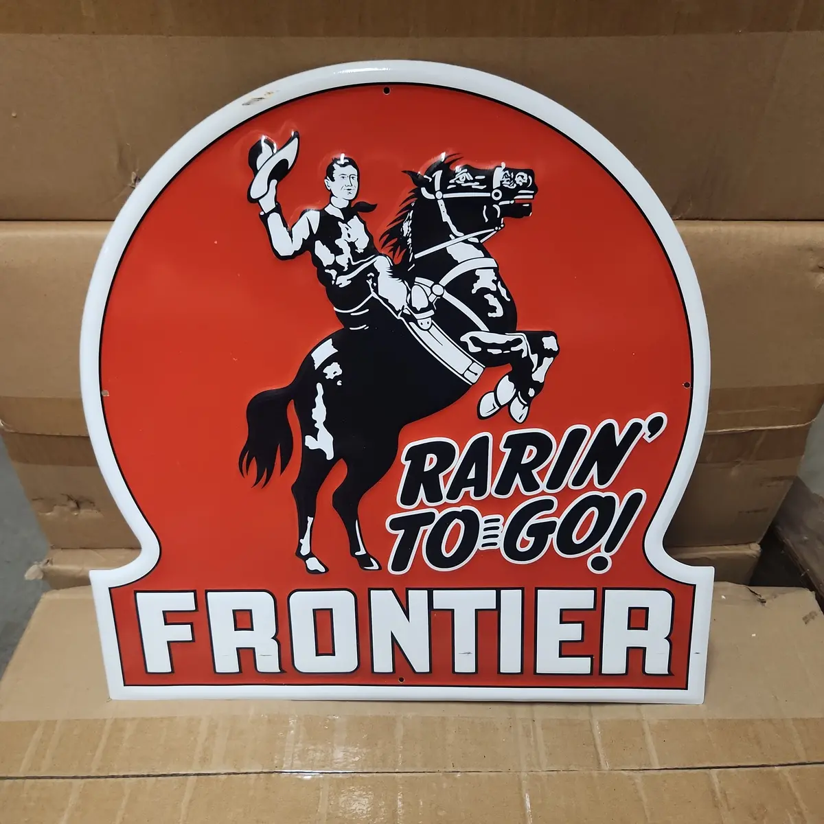 Frontier Rarin To Go Gasoline Automotive Advertising Sign 1