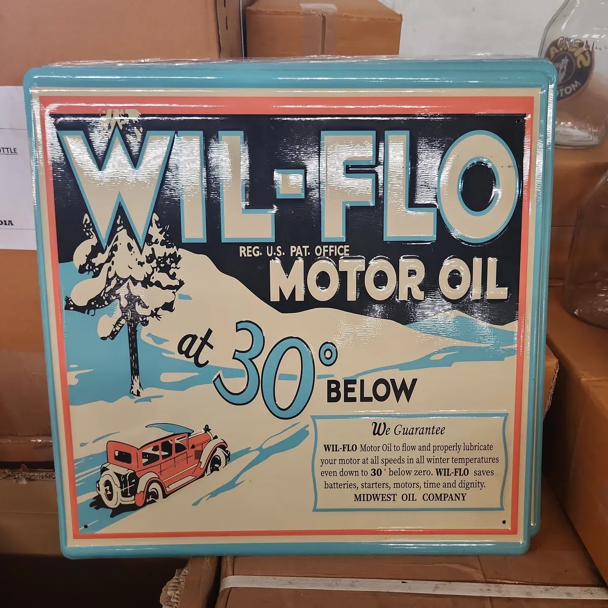 Wil-Flo Motor Oil Automotive Advertising Sign 1