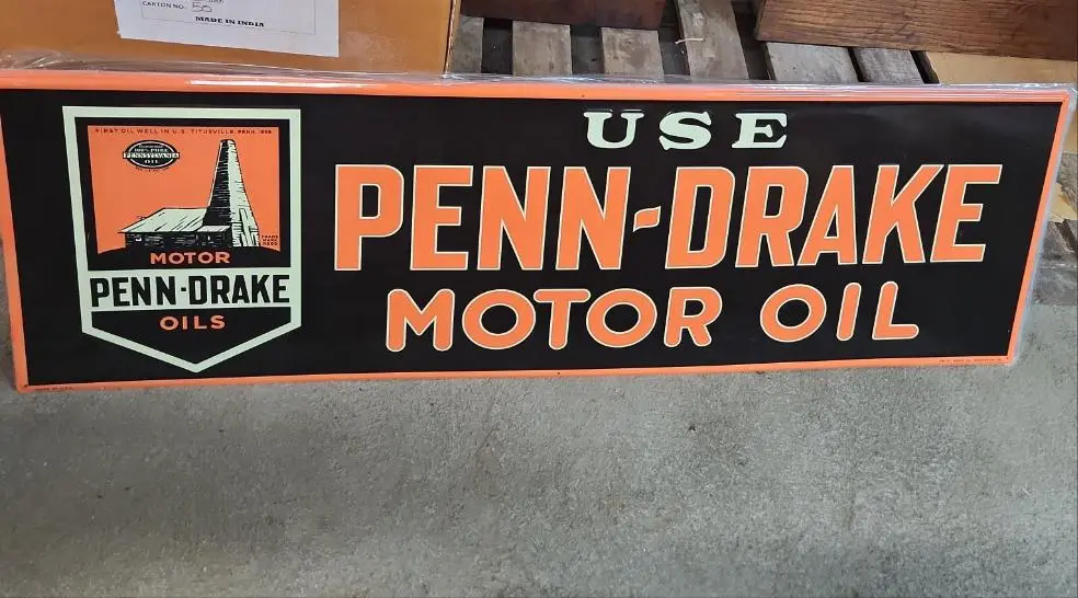 Penn-Drake Motor Oil Automotive Advertising Sign 1