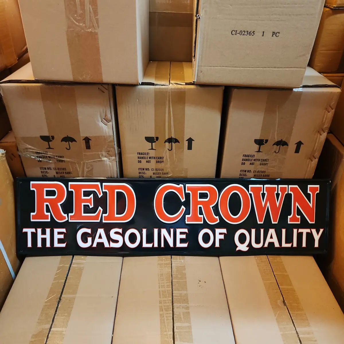 Red Crown Gasoline Automotive Advertising Sign 1