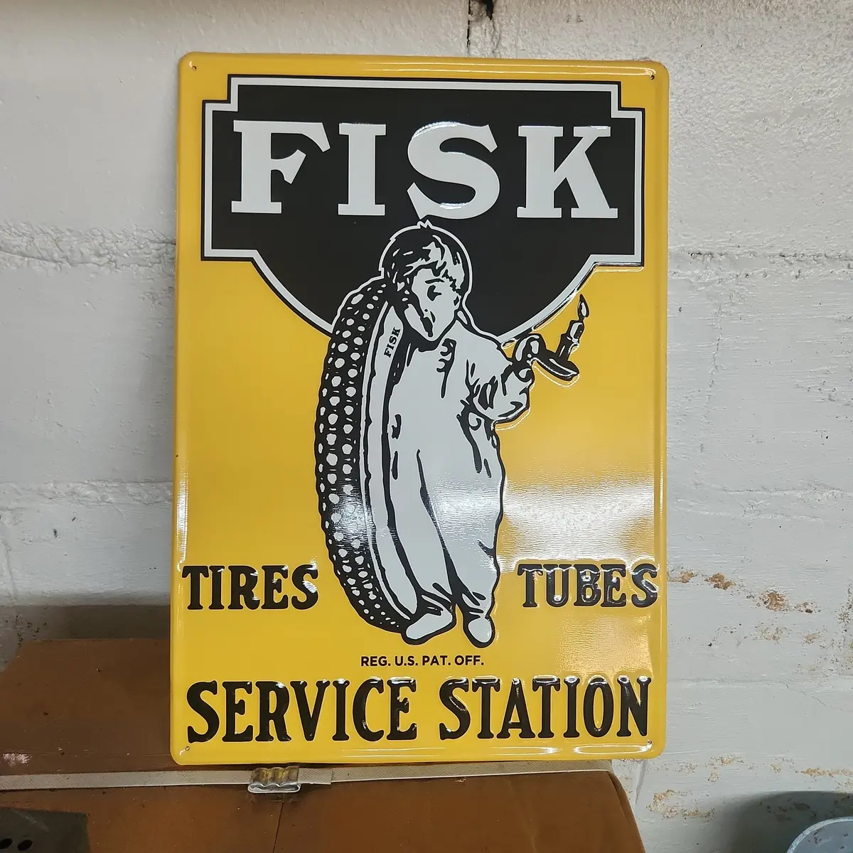 Fisk Service Station Automotive Advertising Sign 1