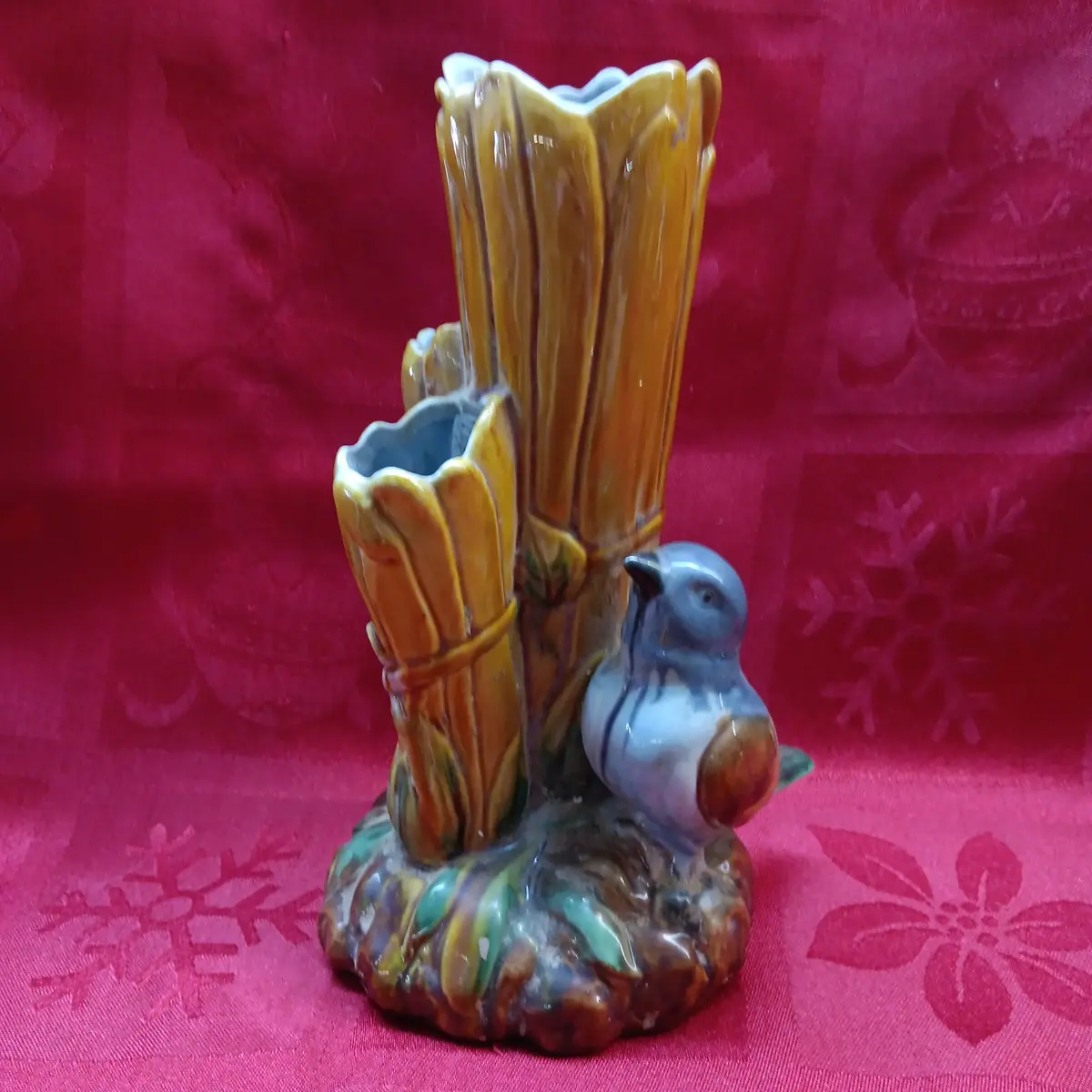 Fitz Floyd Majolica Blue Bird Bud Vase 1