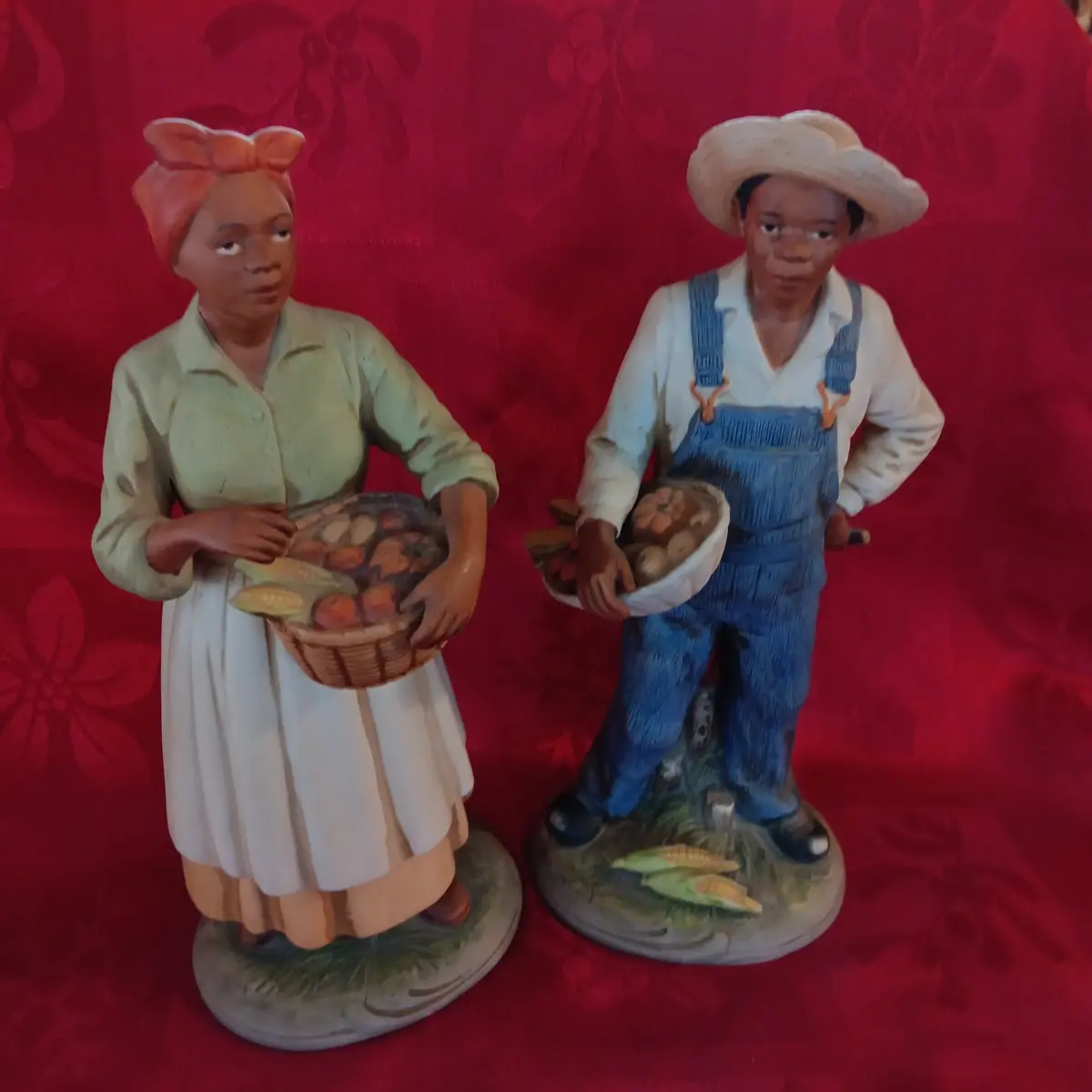 Homco Home Porcelain Figurines African American Farmers 1