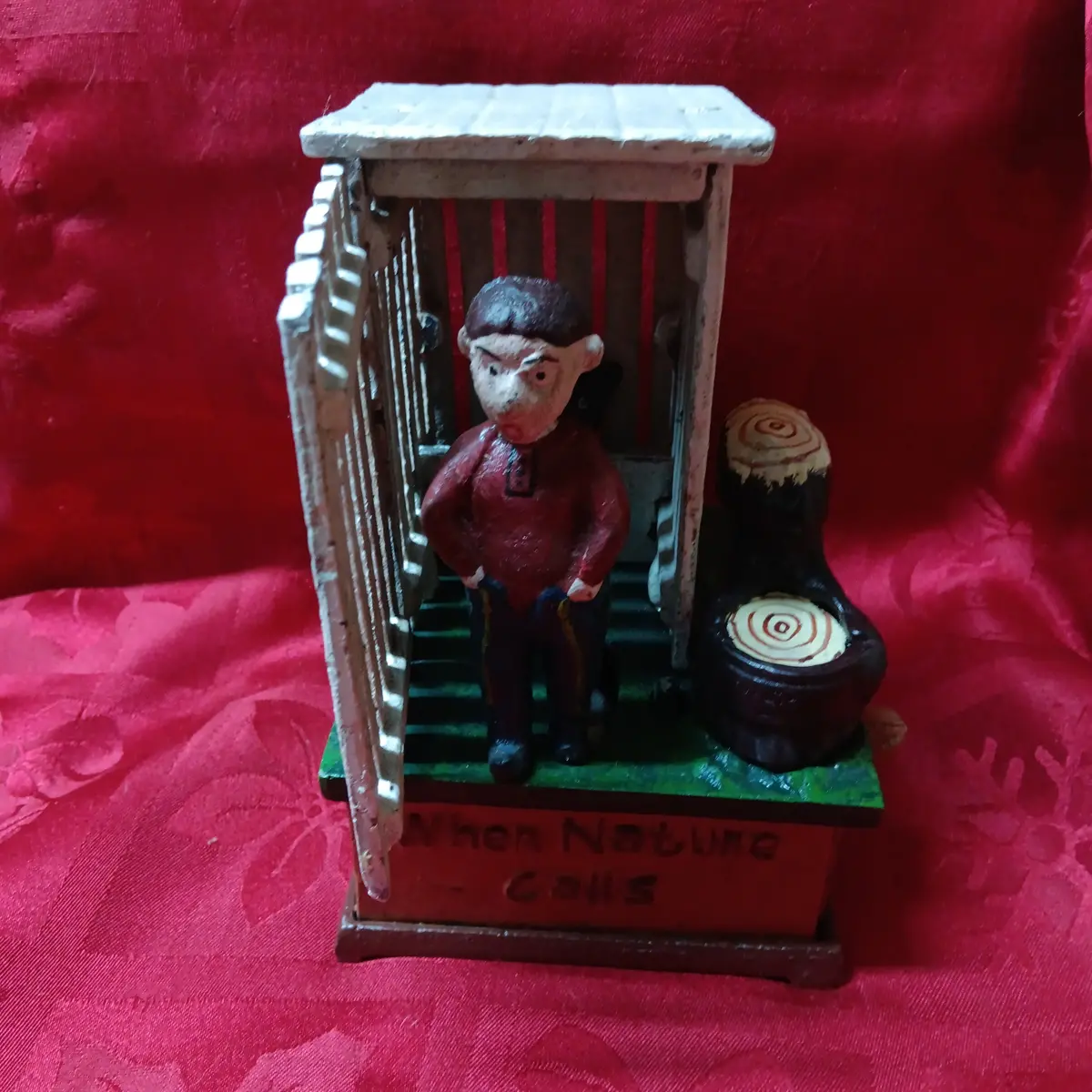 Cast Iron Mechanical Bank - Outhouse When Nature Calls 1