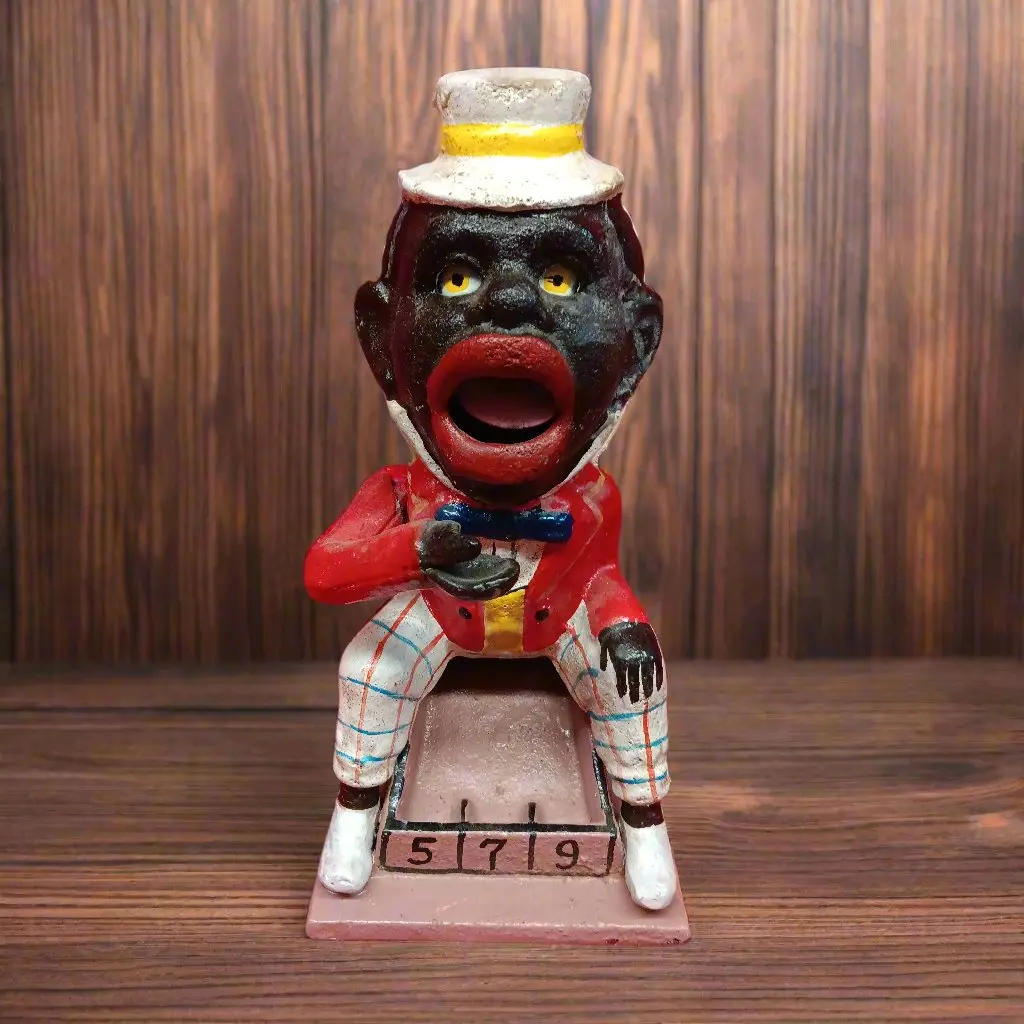 Cast Iron Mechanical Bank - Americana Top Hat Man Marble Game 1