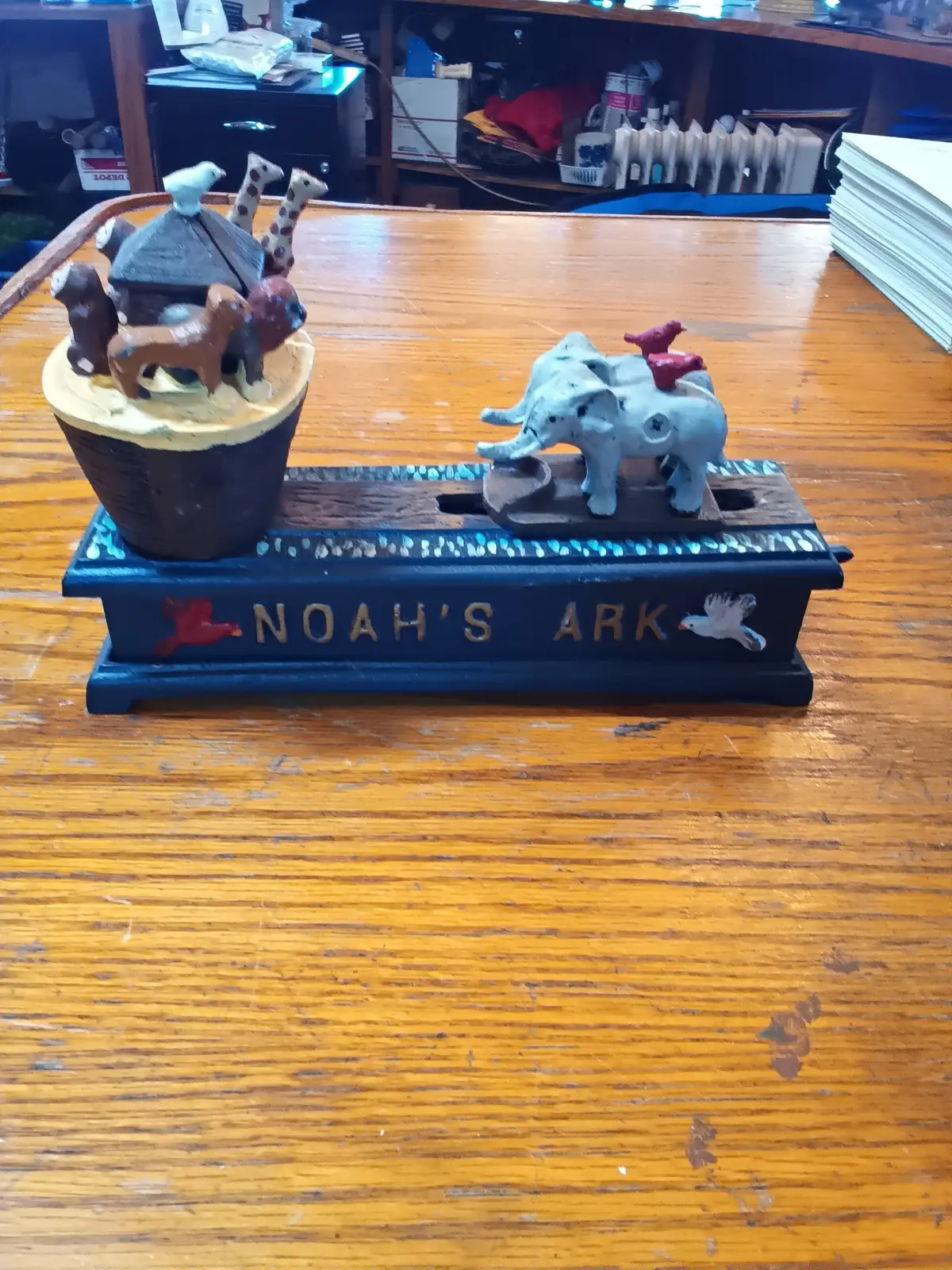 Cast Iron Mechanical Noah's Ark  Bank 1