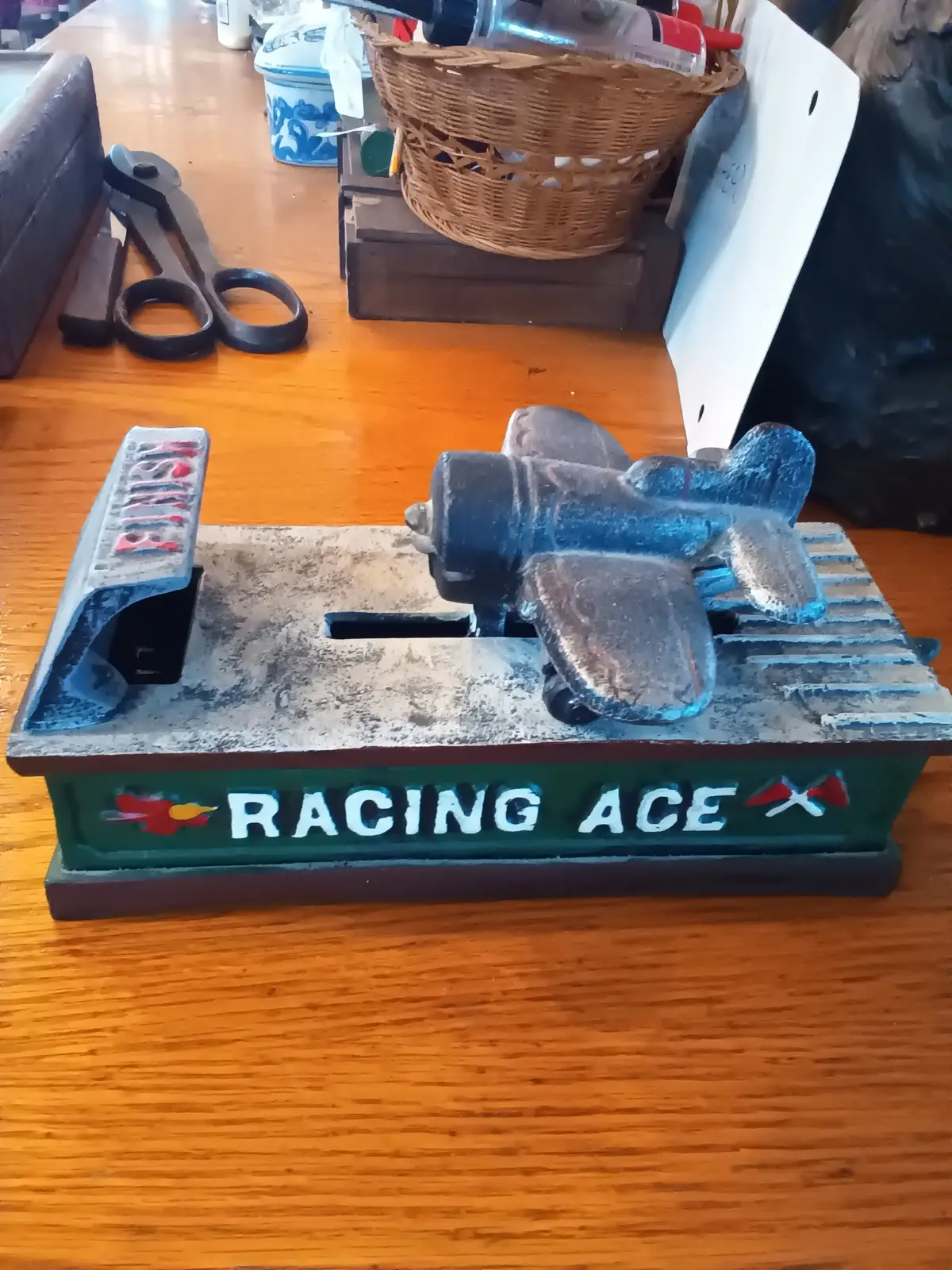 Cast Iron Mechanical Bank   Racing Ace 1