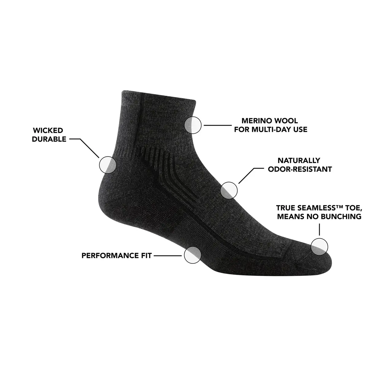 Hiker Quarter Midweight Hiking Sock W/ Cushion (Men's) - D1959m 2