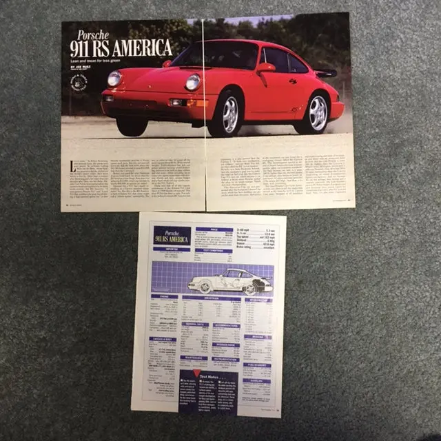 Porsche Rs America September 1992 Road And Track Article Original Not A Reprint 3 Pages - 1