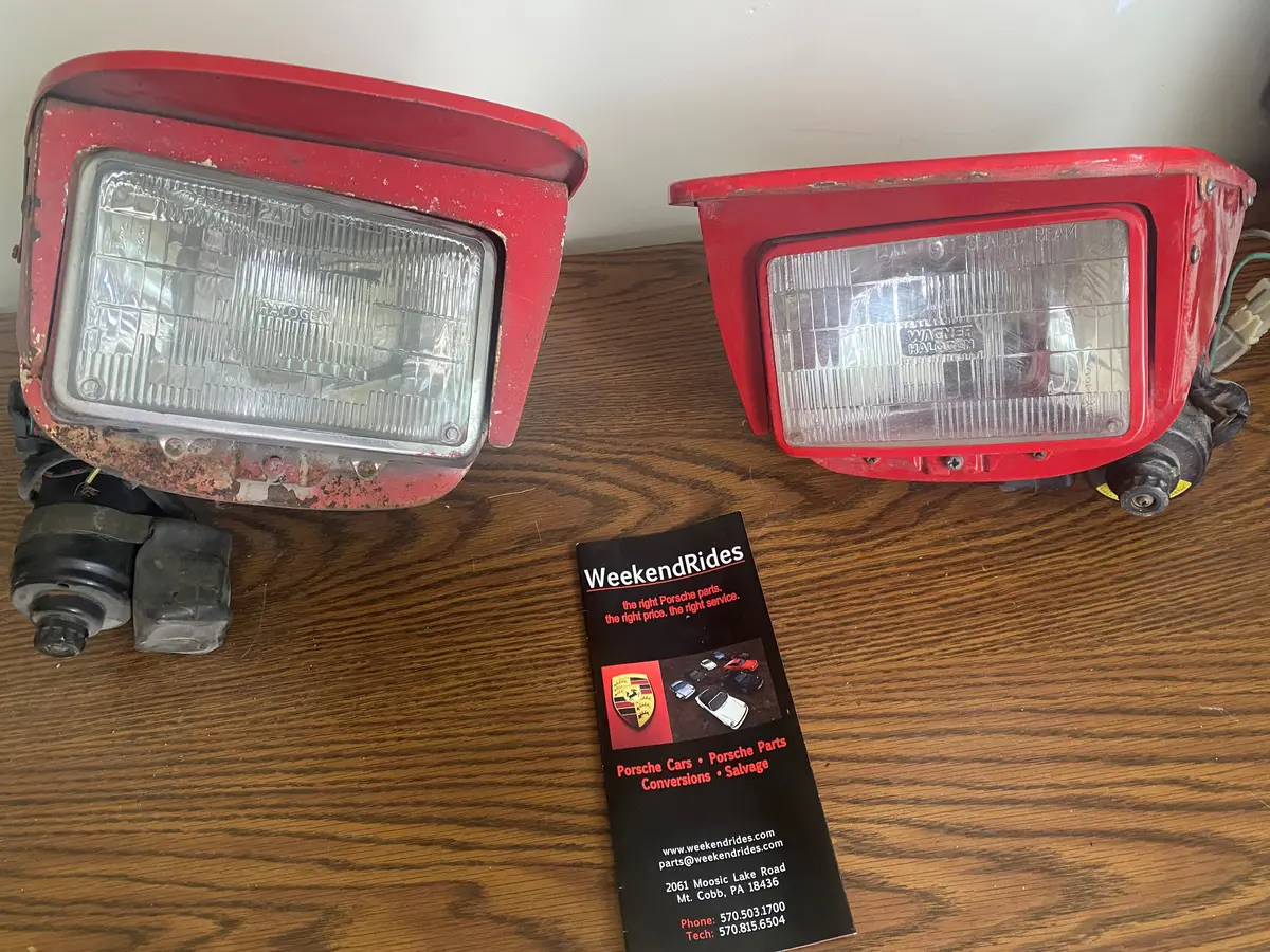 Porsche 911 Slant Nose Headlights Square Lights Pair Non Original 1