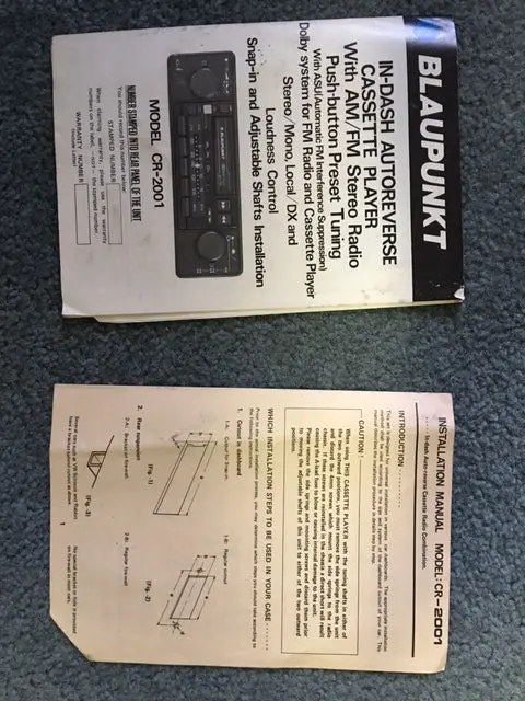 Blaupunkt Cr-2001 Operating Instructions And Install Guide Cr2001 - 1