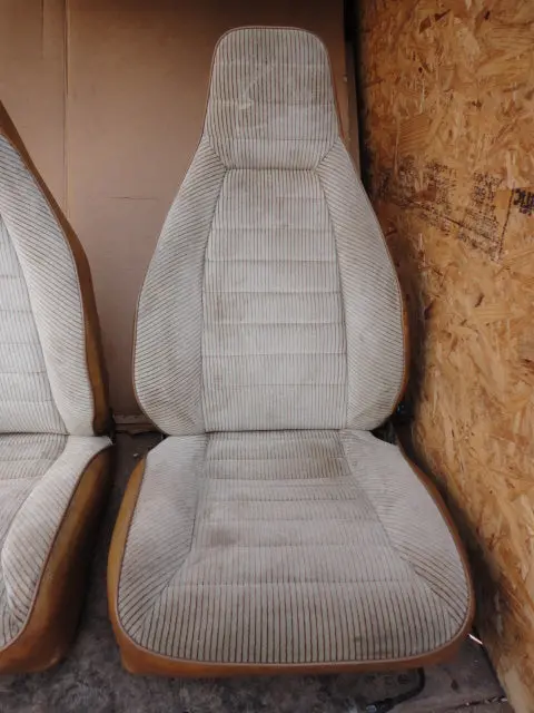 911 Sc Seat European Version Fabric Corduroy Beige And Camel Vinyl Back Left Driver 1982 Manual  Pending Reupholstery Repairs 1