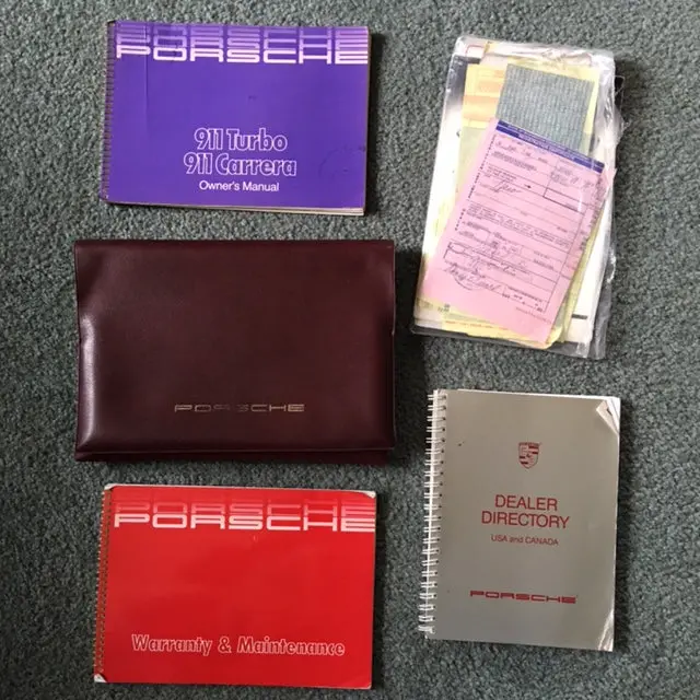 Porsche 911 Owners Manuals Books Dealer Directory Warranty Maintenance Pouch 1988 - 1
