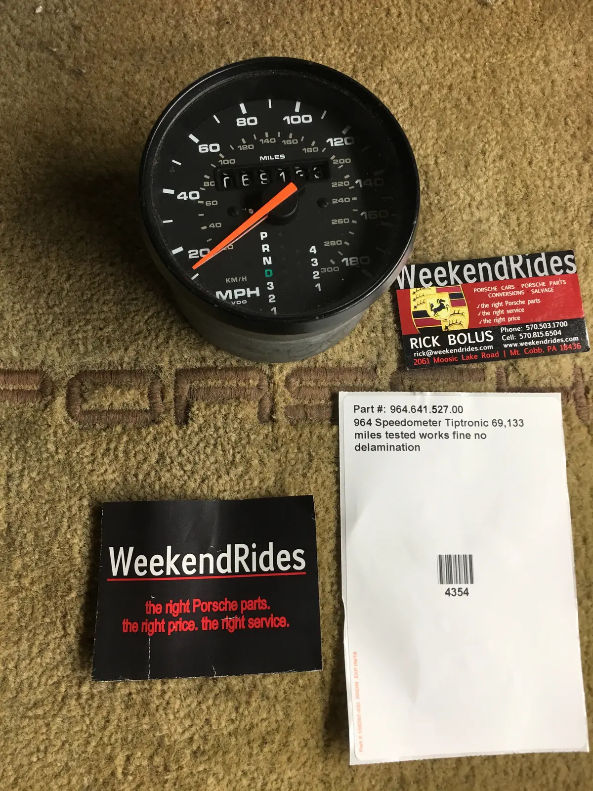 964 Speedometer Tiptronic 69,133 Miles Tested Works Fine No Delamination 1