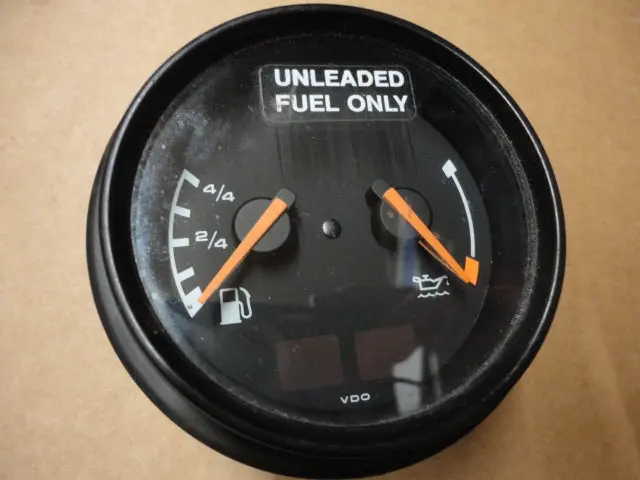 964 Fuel And Oil Level Gauge (Unleaded Fuel Only Decal On Glass) No Delamination 1
