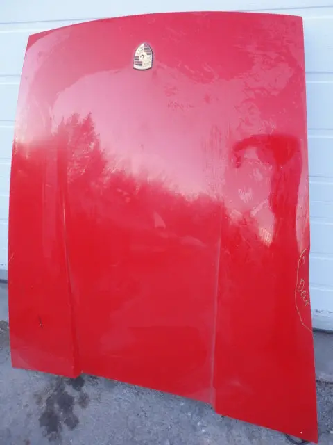 911 Front Hood Red With Emblem 1974-1988 Repairable Dent On Right Passenger Edge - 911.511.010.01 1