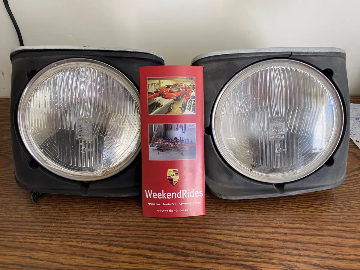 Porsche 911 Slant Nose Headlight Assembly Pair Round Marchal Lights Not Included, Non Original 1