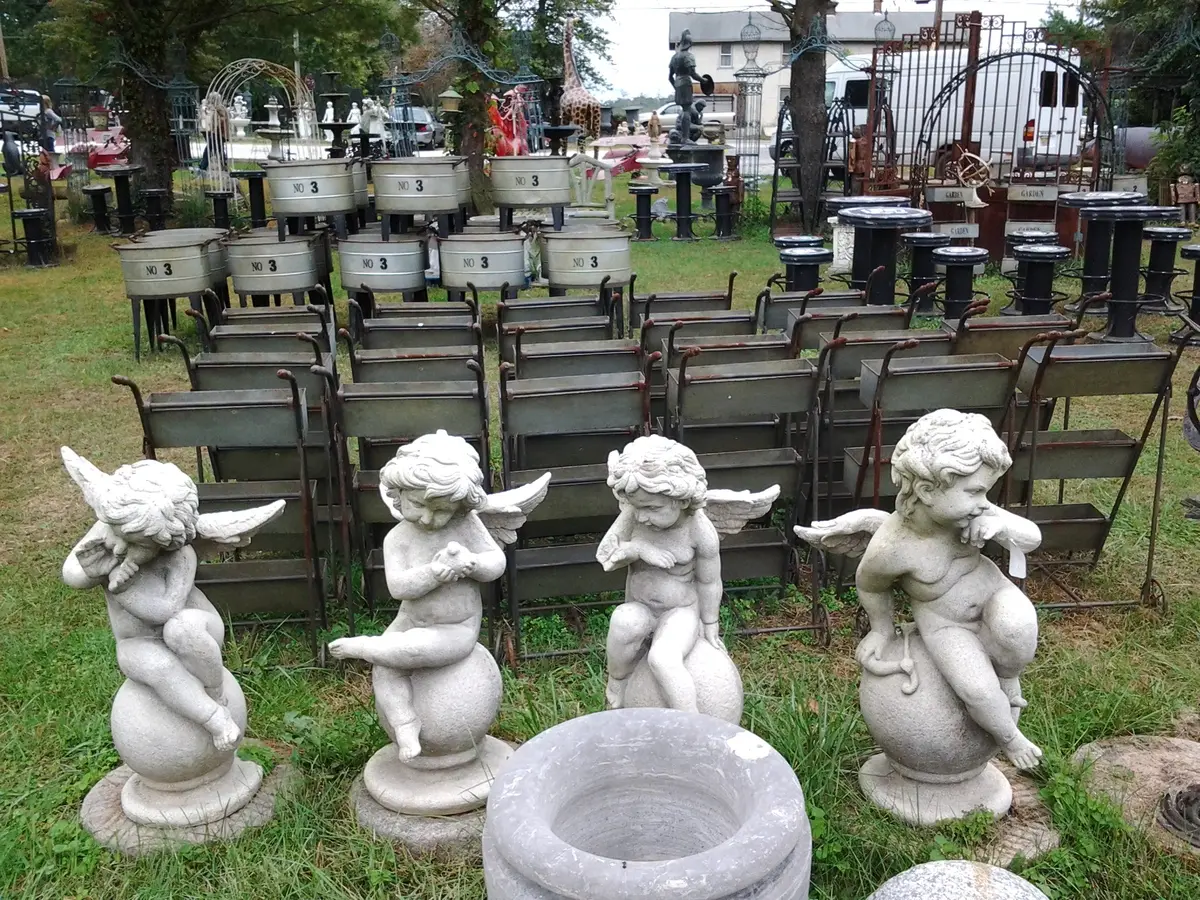 Fiberglass Statue - Set Of 4 Cherub Angel Stone Dust 1
