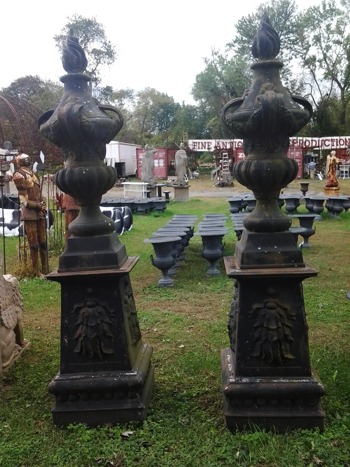 Cast Iron Driveway Pediment - Pair Black Drive Way Pediment 1