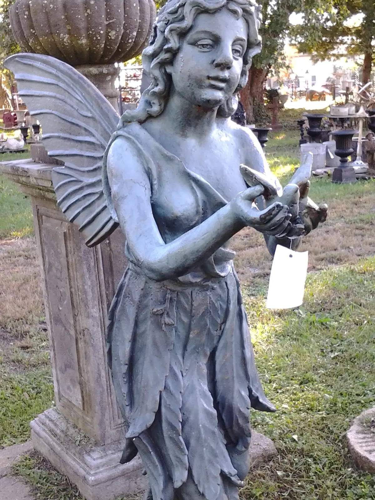 Cast Iron Statue - Pair Of Green Pixie Fairy 2