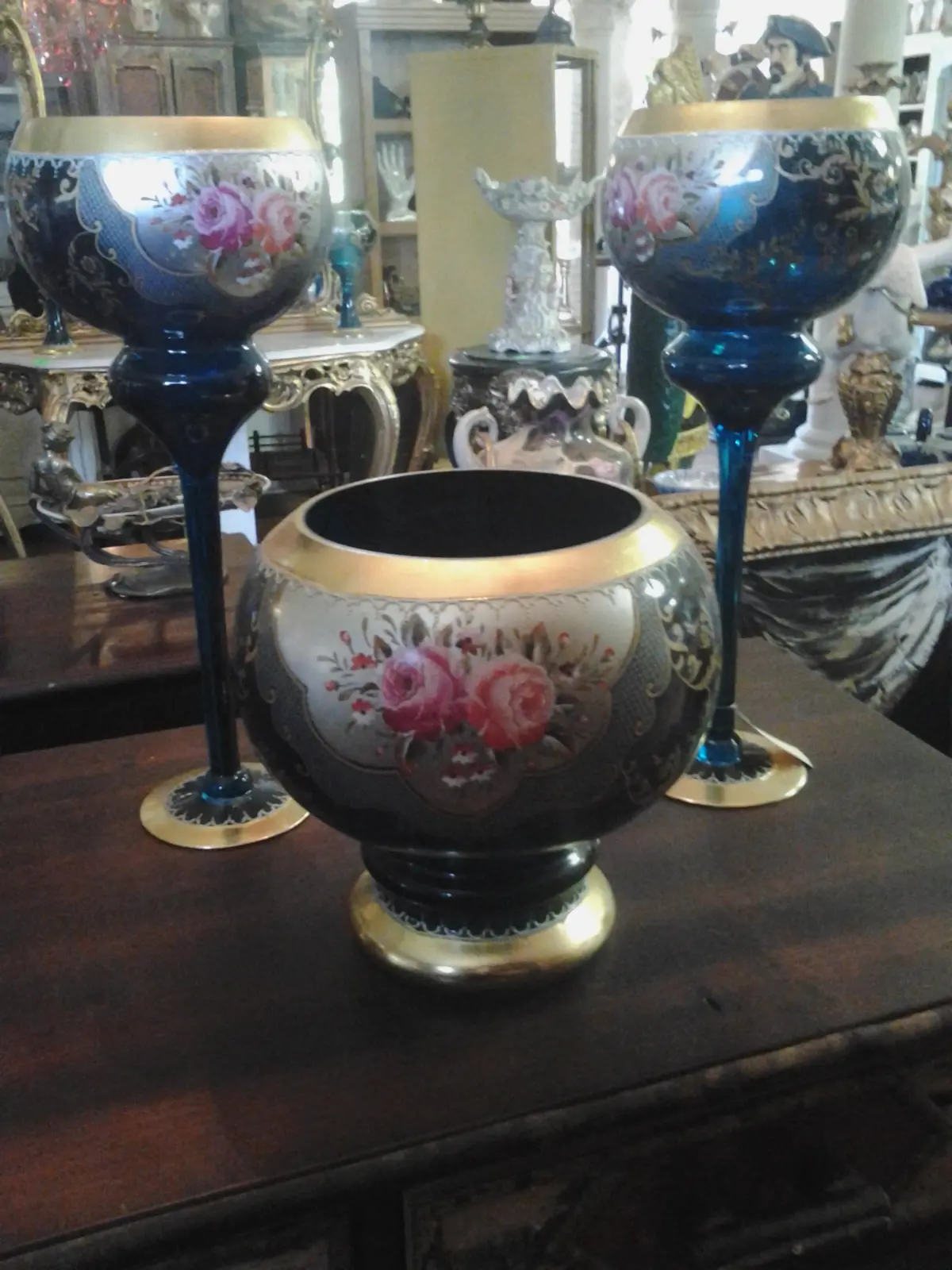 Moser Glass - 3 Piece Set Cobalt Blue W/ Gilded 1