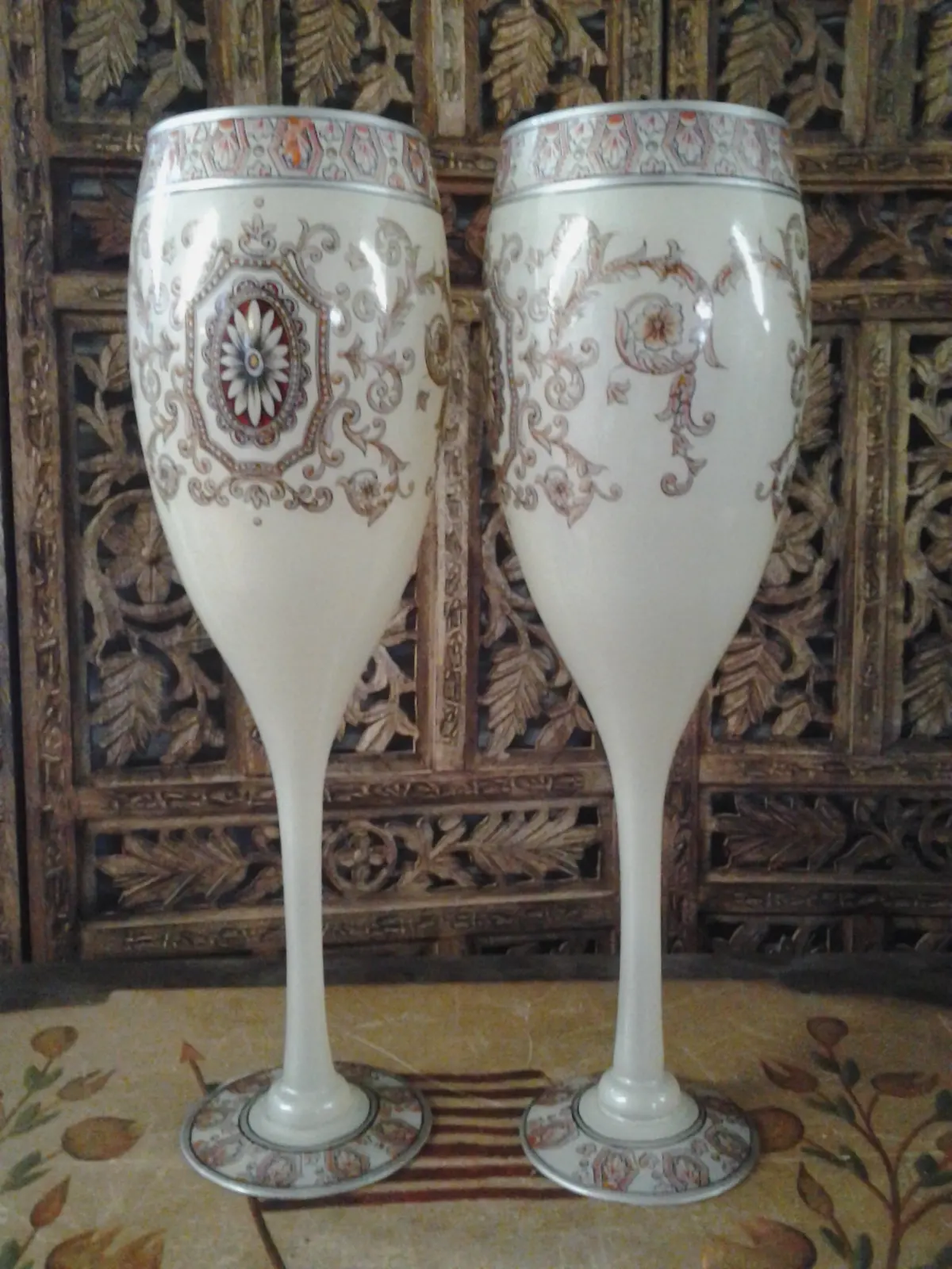 Moser Glass - Pair Of Cream White Cup Shape 1