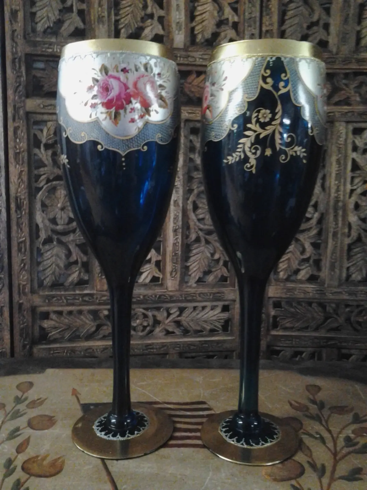 Moser Glass - Pair Of Cobalt Blue Cup Shape 1