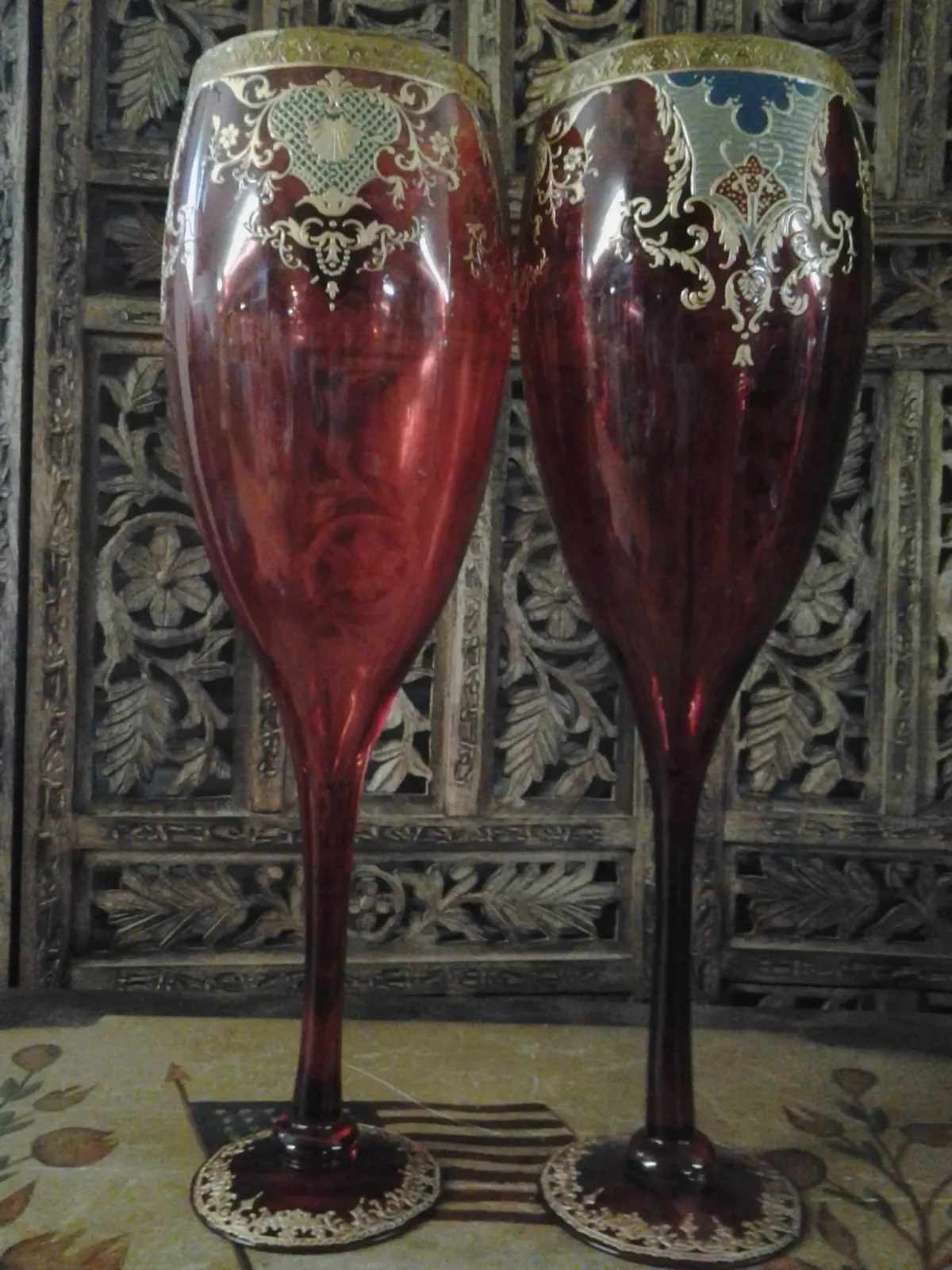 Moser Glass - Pair Of Cranberry Red Cup Shape 1