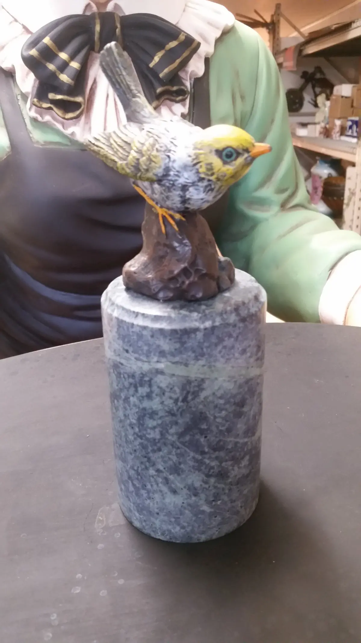Bronze Figurine - Bird On The Rock W/ Marble Base 1