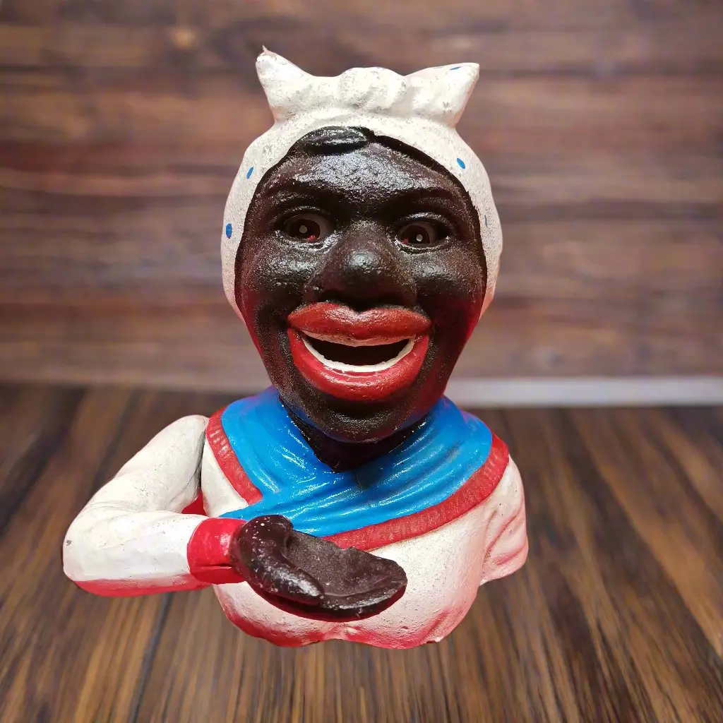 Cast Iron Mechanical Bank - Aunt Jemima Red, White, Blue 1