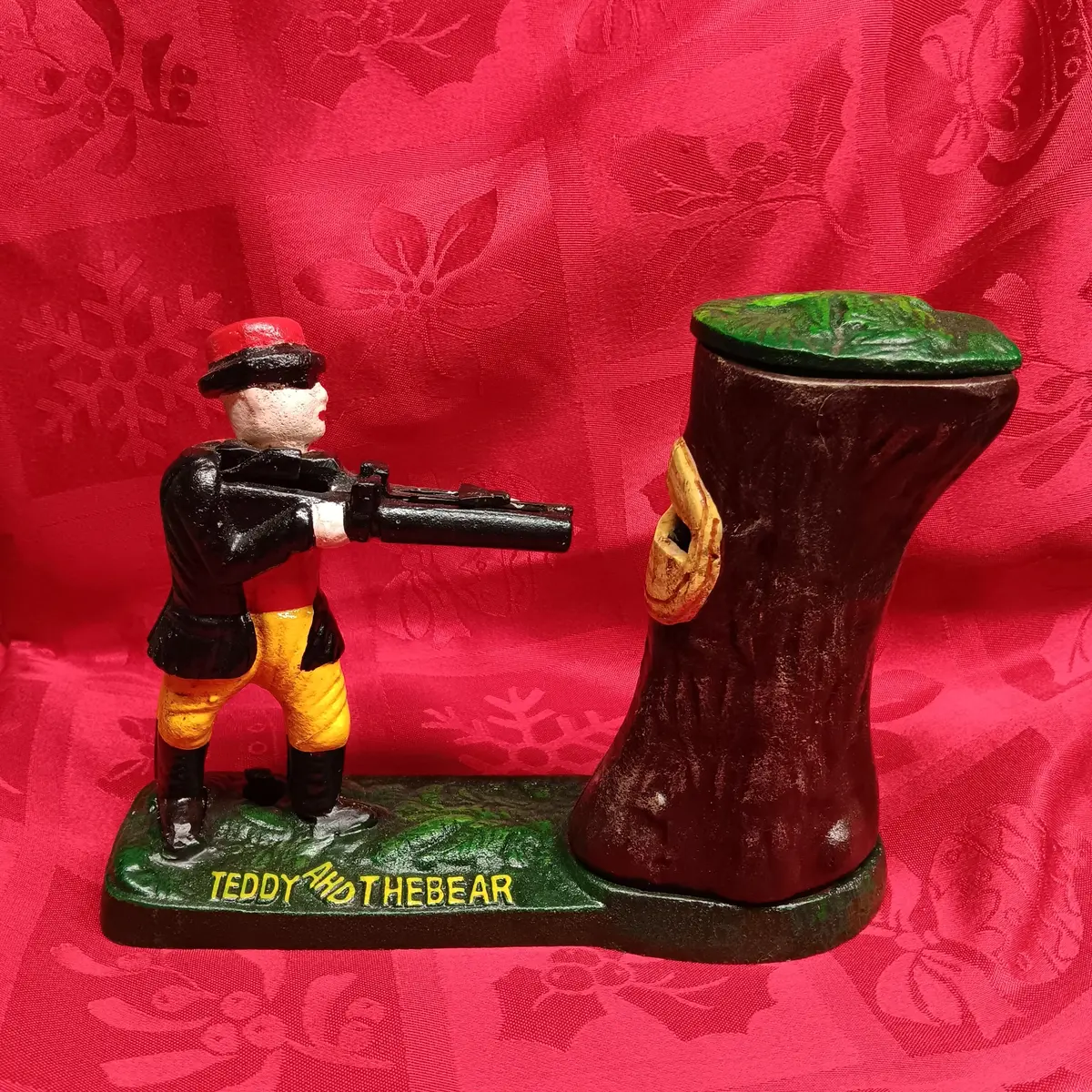 Teddy And The Bear Cast Iron Mechanical Coin Bank 1