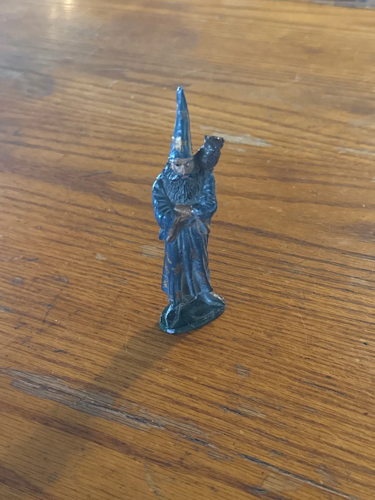 Solid Lead Wizard With Owl Statue 1