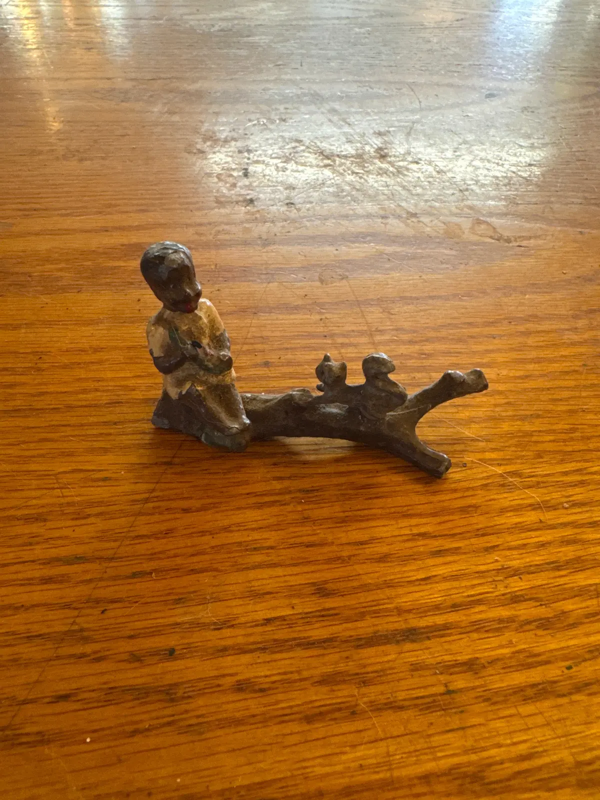 Lead Black Americana Boy With Squirrel 1