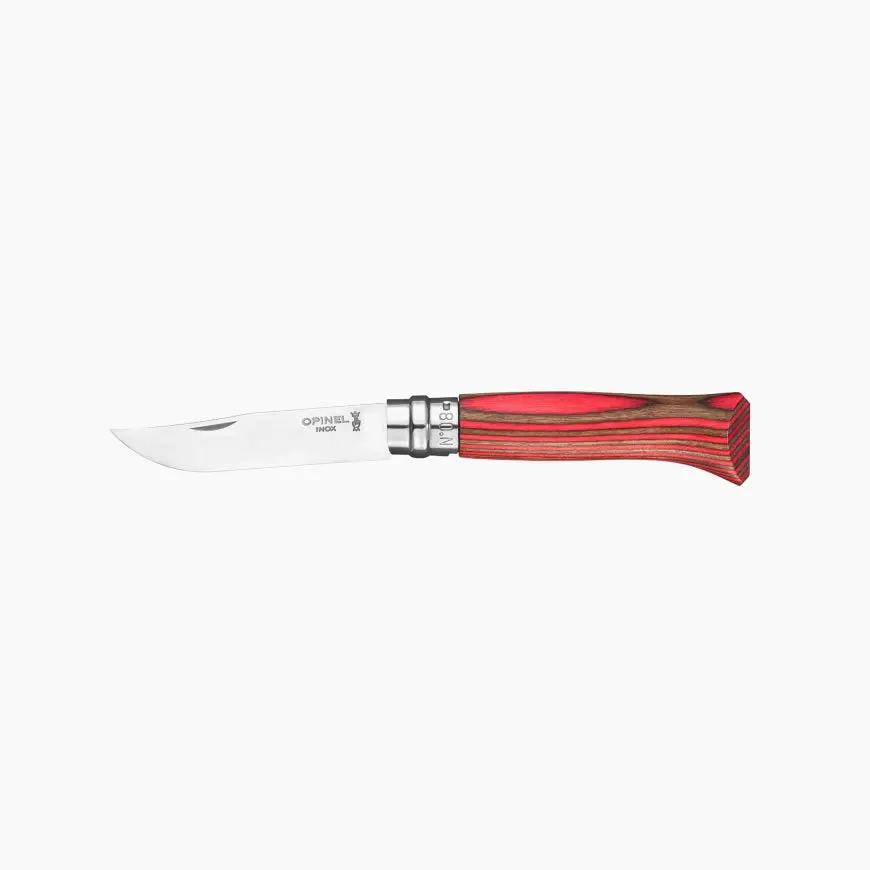 No.08 Folding Knife - Red Laminated Birch 1