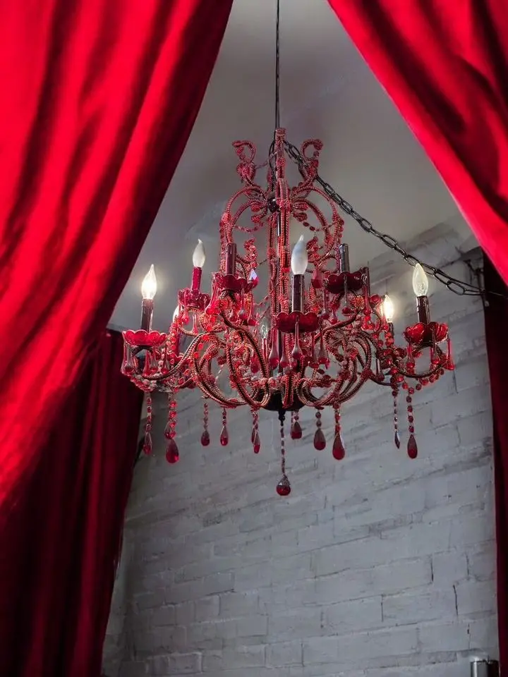 Red Crystal Tear Drop Gothic Chandelier 1