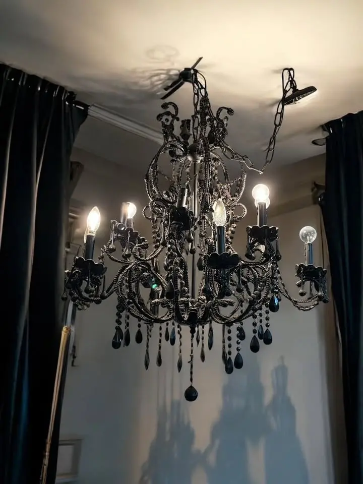 Black Crystal Gothic Tear Drop Chandelier 1