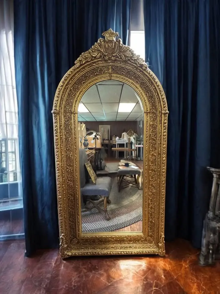 Grand Arched French Gilt Mirror 1
