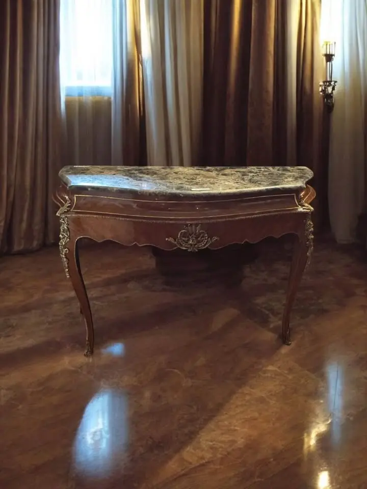 French Louis Xv Style Marble Top Console Table With Ormolu Mounts – 50” Wide 1