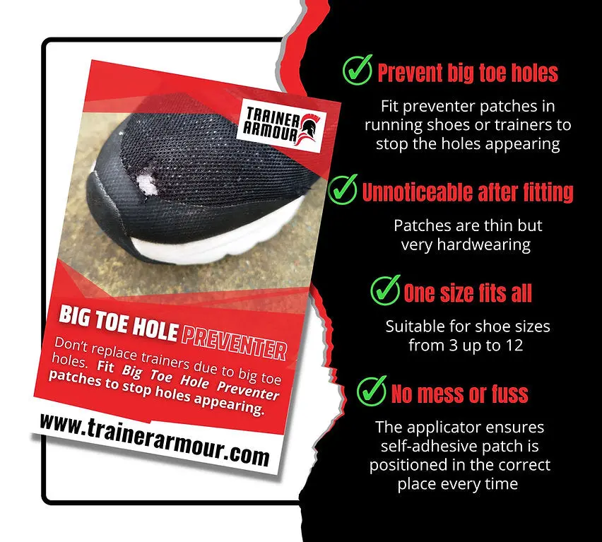 Big Toe Hole Preventer - Black - Pack Of 2 1
