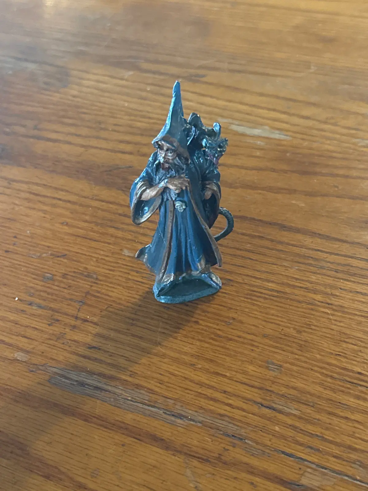 Solid Lead Wizard With Dragon Statue 1