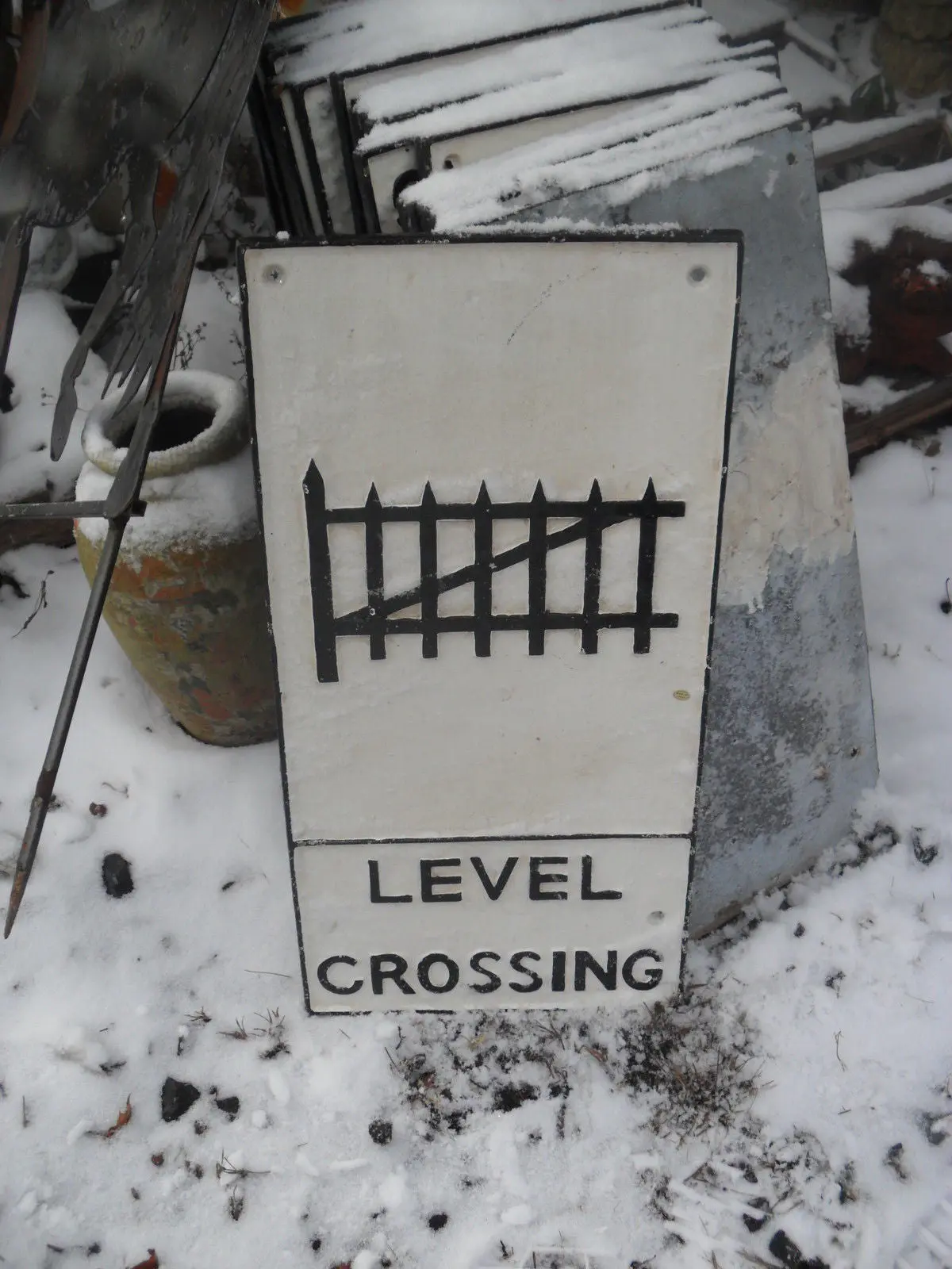 Cast Iron Sign - Rail Road Level Crossing 1
