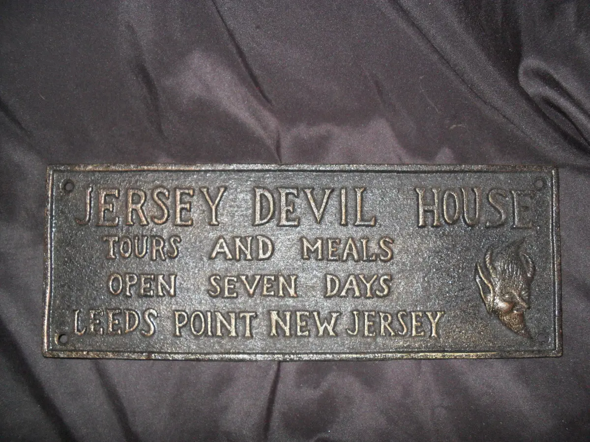 Cast Iron Sign - "Jersey Devil House Tours And Meals Heavy Hanging Man Cave" 1