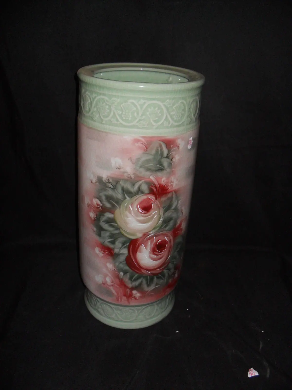 Porcelain - Umbrella Stand With Crackle Finish Floral 1