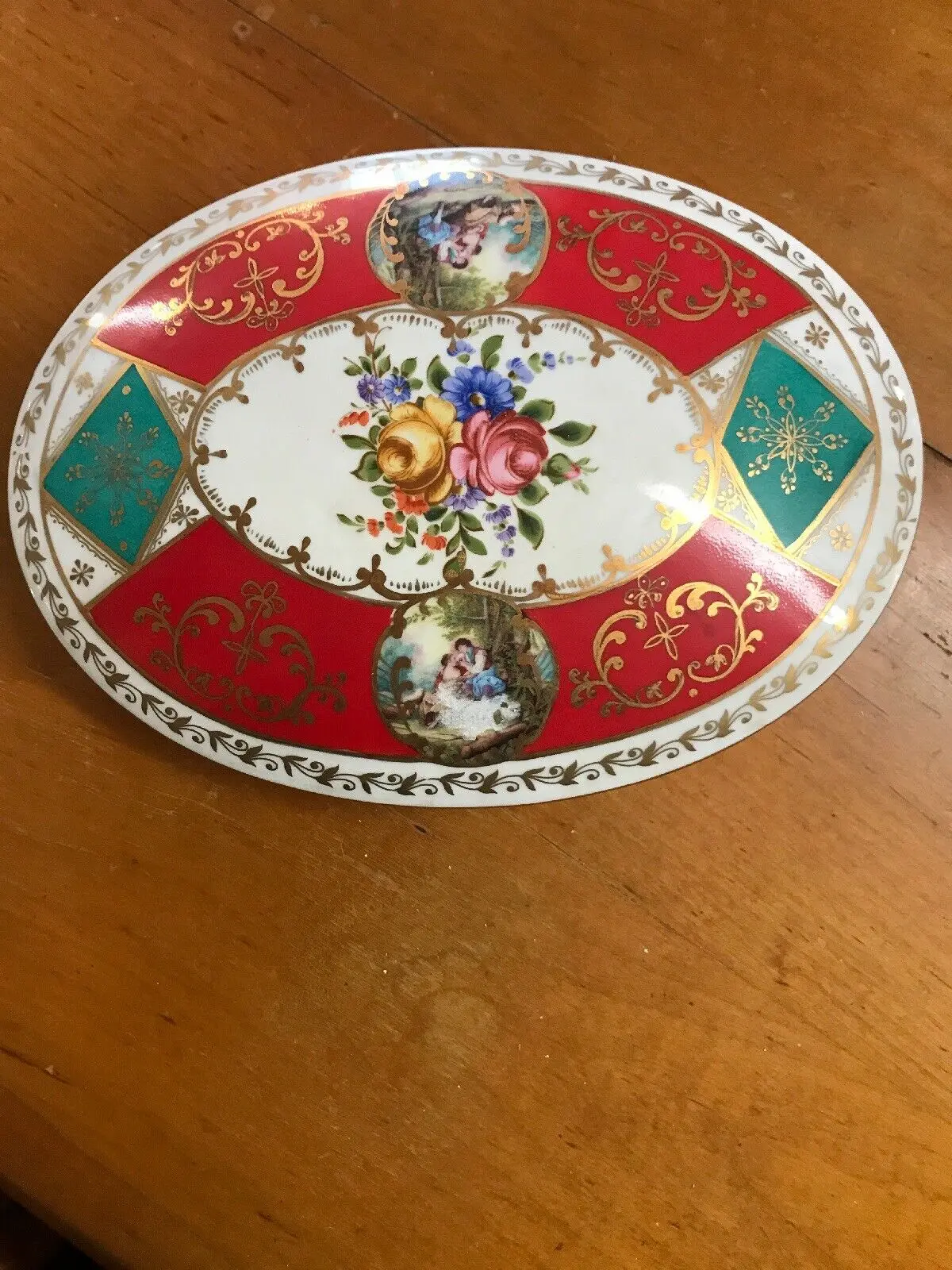 Hand Painted Porcelain Oval Jewel Box 1