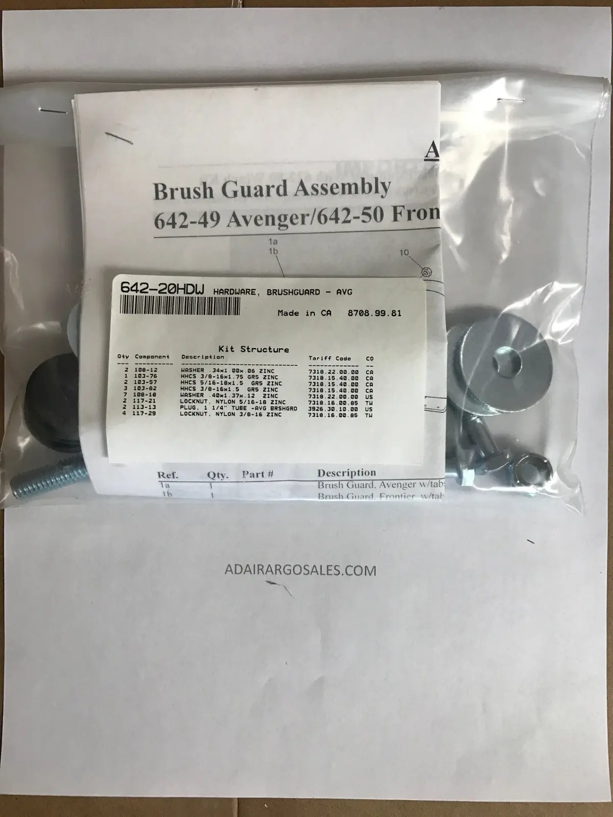 Hardware, Brushguard - Avg ( 642-20Hdw ) 1