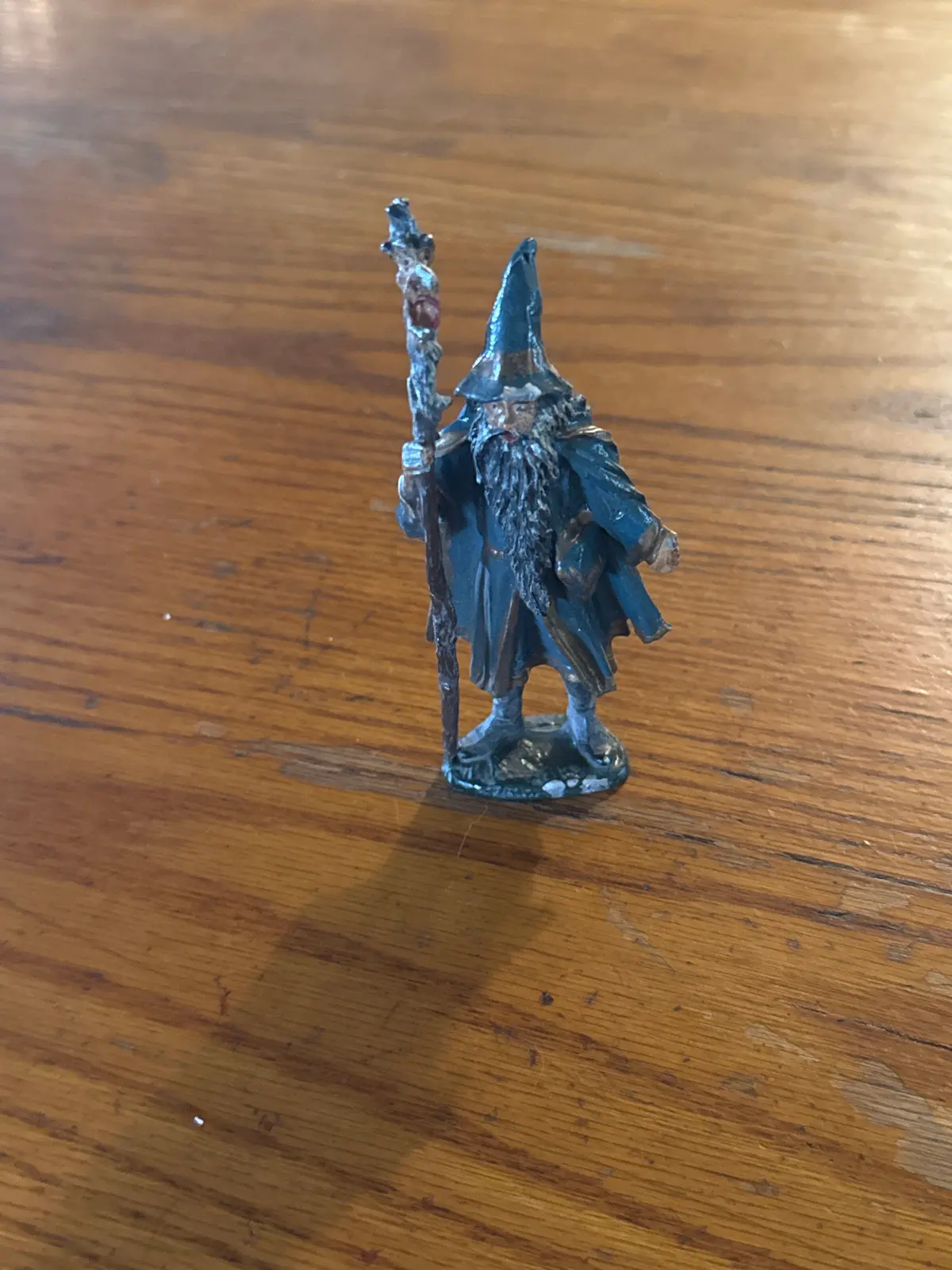 Solid Lead Wizard With Staff Statue 1